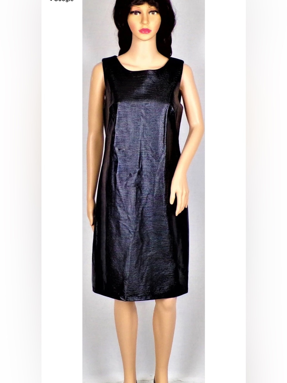 NWT Shelby & Palmer Black Faux Crocodile Embossed Leather Shealth Dress, Size 14